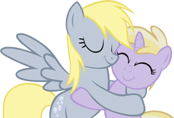 Size: 4478x3046 | Tagged: safe, artist:astringe, character:derpy hooves, character:dinky hooves, species:pegasus, species:pony, equestria's best mother, female, happy, hug, mare, mother and daughter, simple background, transparent background, vector