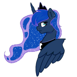 Size: 900x900 | Tagged: safe, artist:tralalayla, character:princess luna, species:alicorn, species:pony, bust, female, horn, jewelry, mare, portrait, profile, regalia, simple background, solo, tiara, transparent background, wings
