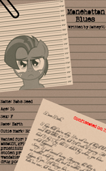 Size: 500x800 | Tagged: safe, artist:samey90, artist:wildtiel, character:babs seed, criminal records, fanfic art, fanfic cover, mugshot, paperwork