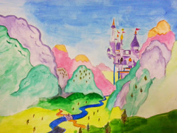 Size: 1024x768 | Tagged: safe, artist:blackligerth, canterlot, no pony, scenery, traditional art, watercolor painting