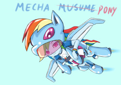 Size: 3536x2500 | Tagged: safe, artist:skyshek, character:rainbow dash, my little pony:equestria girls, backwards cutie mark, female, flying, mecha musume, solo