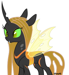 Size: 3274x3524 | Tagged: safe, artist:apony4u, oc, oc only, oc:ambrosia, species:changeling, changeling oc, changeling queen, changeling queen oc, female, simple background, solo, transparent background, vector, yellow changeling