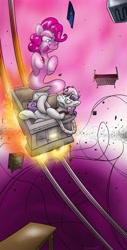 Size: 1004x1984 | Tagged: safe, artist:conicer, character:pinkie pie, character:sweetie belle, g4, fanfic, fanfic art, ghost, ghost pony, luigi's mansion, parody, sweetie's mansion, vacuum cleaner
