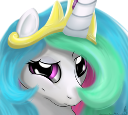 Size: 1000x900 | Tagged: safe, artist:sonicrainboom93, character:princess celestia, species:alicorn, species:pony, close-up, female, looking at you, mare, smiling, smirk, solo