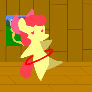 Size: 300x300 | Tagged: safe, artist:caitsith511, character:apple bloom, species:pony, animated, clubhouse, crusaders clubhouse, female, loop-de-hoop, pointy ponies, silly, silly pony, solo, sweet apple acres