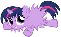 Size: 900x545 | Tagged: safe, artist:bronyboy, character:twilight sparkle, character:twilight sparkle (unicorn), species:pony, species:unicorn, cute, female, filly, fluffy pony, fluffy pony foal, simple background, solo, tongue out, transparent background, twifluff