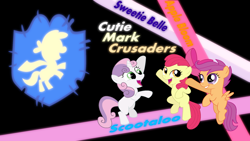 Size: 1920x1080 | Tagged: safe, artist:atomicgreymon, artist:regolithx, artist:xyzextreme13, character:apple bloom, character:scootaloo, character:sweetie belle, species:pegasus, species:pony, cutie mark crusaders, emblem, logo, vector, wallpaper