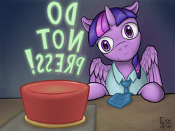 Size: 2048x1536 | Tagged: safe, artist:exedrus, character:twilight sparkle, character:twilight sparkle (alicorn), species:alicorn, species:pony, big red button, female, mare, necktie, solo