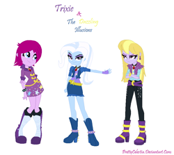 Size: 828x740 | Tagged: safe, artist:prettycelestia, character:fuchsia blush, character:lavender lace, character:trixie, equestria girls:rainbow rocks, g4, my little pony: equestria girls, my little pony:equestria girls, background human, female, trixie and the illusions