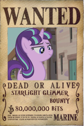 Size: 765x1147 | Tagged: safe, artist:lightdegel, character:starlight glimmer, one piece, wanted, wanted poster