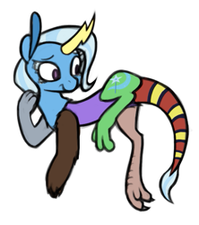Size: 467x526 | Tagged: safe, artist:grandpalove, character:trixie, species:draconequus, ask trixie and cheese, draconequified, female, simple background, solo, species swap, white background