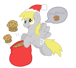 Size: 2226x2002 | Tagged: safe, artist:thedoggygal, character:derpy hooves, species:pegasus, species:pony, christmas, female, high res, mare, muffin, solo