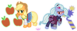 Size: 4482x1823 | Tagged: safe, artist:meganlovesangrybirds, character:applejack, character:sugarcoat, equestria girls:friendship games, g4, my little pony: equestria girls, my little pony:equestria girls, absurd resolution, bow tie, canterlot high, clothing, cowboy hat, crystal prep academy, crystal prep academy uniform, crystal prep shadowbolts, cutie mark, denim skirt, equestria girls outfit, equestria girls ponified, freckles, glasses, hat, headphones, inkscape, logo, looking at each other, looking back, pigtails, pleated skirt, ponified, raised hoof, school uniform, signature, simple background, skirt, stetson, transparent background, vector, versus, wondercolts, wristband