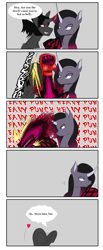 Size: 1000x2421 | Tagged: safe, artist:flam3zero, community related, character:king sombra, character:oleander, species:classical unicorn, them's fightin' herds, comic, crossover, dialogue, leonine tail, speech bubble, versus