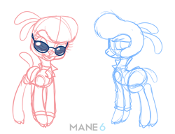 Size: 832x640 | Tagged: safe, artist:mane6, artist:nappyrat, community related, character:pom lamb, species:sheep, them's fightin' herds, lamb, sketch, sunglasses