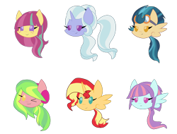 Size: 2500x1900 | Tagged: safe, artist:luckyclau, character:indigo zap, character:lemon zest, character:sour sweet, character:sugarcoat, character:sunny flare, character:sunset shimmer, species:alicorn, species:pony, equestria girls:friendship games, g4, my little pony: equestria girls, my little pony:equestria girls, alicornified, alternate mane six, blob, blob ponies, chibi, crystal prep academy, crystal prep shadowbolts, cute, race swap, shadow five, shimmercorn, simple background, transparent background, wink