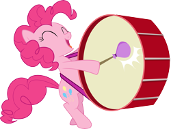 Size: 9791x7406 | Tagged: safe, artist:emedina13, character:pinkie pie, species:pony, episode:a friend in deed, g4, my little pony: friendship is magic, .svg available, absurd resolution, bipedal, drums, female, simple background, smiling, solo, transparent background, vector