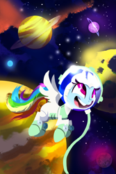 Size: 1000x1500 | Tagged: safe, artist:talonsofwater, character:rainbow dash, episode:scare master, g4, my little pony: friendship is magic, astrodash, astronaut, clothing, costume, female, nightmare night costume, solo, space, space suit