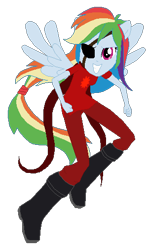 Size: 298x506 | Tagged: safe, artist:rexlupin, character:rainbow dash, my little pony:equestria girls, crossover, eyepatch, female, god tier, hero of time, homestuck, ponied up, simple background, solo, thief of time, transparent background, wings
