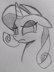 Size: 1936x2592 | Tagged: safe, artist:poorlydrawnpony, character:rarity, female, monochrome, redrawn, solo