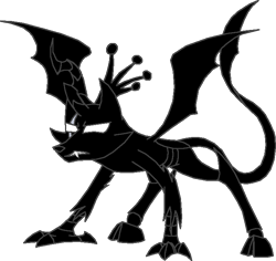 Size: 712x672 | Tagged: safe, artist:rexlupin, species:changeling, species:draconequus, alternate design, angry face, battle stance, bec noir, crossover, crown, draconequified, homestuck, jack noir, no missing body parts, solo, species swap