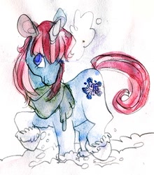 Size: 350x397 | Tagged: safe, artist:muura, character:snowcatcher, solo, traditional art, watercolor painting