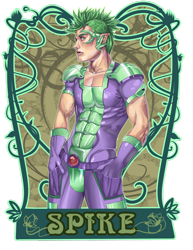 Size: 800x1035 | Tagged: safe, artist:raspbearyart, character:spike, species:human, abs, abstract background, clothing, gloves, humanized, male, older, solo, superhero