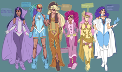 Size: 1600x945 | Tagged: source needed, safe, artist:raspbearyart, character:applejack, character:fluttershy, character:pinkie pie, character:rainbow dash, character:rarity, character:twilight sparkle, species:human, cape, clothing, concept art, costume, female, humanized, mane six, mask, superhero, winged shoes