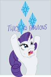 Size: 3977x5988 | Tagged: safe, artist:mohawkrex, character:rarity, species:pony, species:unicorn, cutie mark, fabulous, female, gray background, hooves in air, mare, open mouth, simple background, solo, uvula, vector