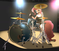 Size: 2000x1700 | Tagged: safe, artist:jamesjackobgermany, character:pinkie pie, species:anthro, drums, female, solo, yamaha
