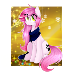 Size: 1024x1024 | Tagged: safe, artist:ten-dril, oc, oc only, oc:tendril, species:earth pony, species:pony, clothing, digital art, female, scarf, sitting, solo
