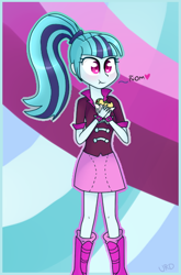 Size: 368x556 | Tagged: safe, artist:ultrard, character:sonata dusk, my little pony:equestria girls, abstract background, colored pupils, female, food, heart, nom, signature, solo, sonataco, taco