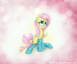 Size: 3001x2500 | Tagged: safe, artist:moonlightfl, character:fluttershy, clothing, female, high res, socks, solo, striped socks