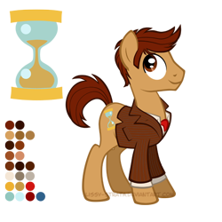 Size: 504x504 | Tagged: safe, artist:lissystrata, character:doctor whooves, character:time turner, species:earth pony, species:pony, crossover, david tennant, doctor who, ponified, reference sheet, simple background, solo, tenth doctor, the doctor, transparent background
