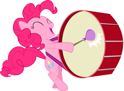Size: 10054x7406 | Tagged: safe, artist:emedina13, character:pinkie pie, species:pony, episode:a friend in deed, g4, my little pony: friendship is magic, absurd resolution, bipedal, drums, happy, simple background, transparent background, vector
