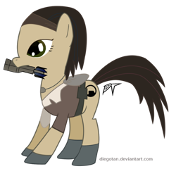 Size: 894x894 | Tagged: safe, artist:diegotan, action pose, alyx vance, clothing, cutie mark, hairband, half-life, half-life 2, jacket, ponified, simple background, transparent background, vector