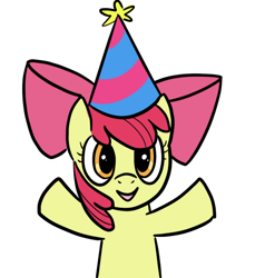 Size: 500x526 | Tagged: safe, artist:reuniclus, character:apple bloom, clothing, female, hat, party hat, solo