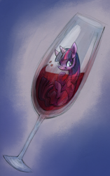 Size: 1204x1920 | Tagged: safe, artist:purplekecleon, character:twilight sparkle, species:pony, alcohol, cup of pony, drink, glass, micro, phone wallpaper, pun, wine, wine glass
