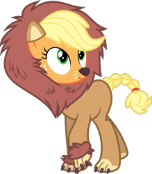 Size: 6000x6844 | Tagged: safe, artist:yetioner, character:applejack, species:earth pony, species:pony, episode:scare master, g4, my little pony: friendship is magic, absurd resolution, applelion, clothing, costume, female, freckles, mare, nightmare night, nightmare night costume, simple background, solo, transparent background, vector