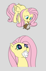 Size: 771x1200 | Tagged: safe, artist:midnight-wizard, character:fluttershy, /mlp/, 4chan, drugs, family guy, flutterhigh, foaming at the mouth, gray background, hallucination, high, licking, simple background, toad, tongue out
