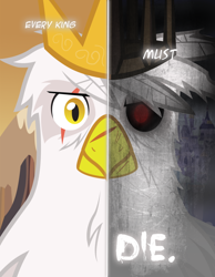 Size: 788x1015 | Tagged: safe, artist:tehjadeh, oc, oc only, species:griffon, commission, duality, two sided posters