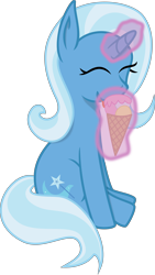 Size: 6001x10647 | Tagged: safe, artist:baka-neku, character:trixie, species:pony, species:unicorn, absurd resolution, female, food, glowing horn, ice cream, magic, mare, simple background, solo, telekinesis, transparent background, vector