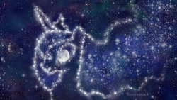 Size: 1820x1024 | Tagged: safe, artist:rainspeak, character:princess luna, female, moon, solo, stars, the cosmos