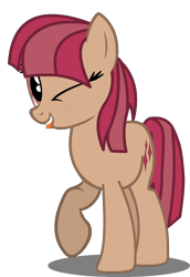 Size: 2032x2955 | Tagged: safe, artist:darksoma, derpibooru original, oc, oc only, oc:mira star, project perspective, raised hoof, simple background, solo, species:darksider, tongue out, transparent background, vector, wink