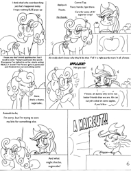 Size: 1012x1327 | Tagged: safe, artist:conner cogwork, artist:terrichance, character:applejack, character:carrot top, character:golden harvest, comic, dat mane, the mane attraction (comic)