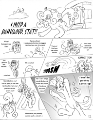 Size: 1012x1327 | Tagged: safe, artist:conner cogwork, artist:terrichance, character:carrot top, character:golden harvest, character:rainbow dash, character:rarity, comic, dat mane, the mane attraction (comic)