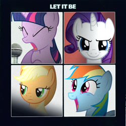 Size: 1417x1417 | Tagged: safe, artist:gifsthebrony, artist:utterlyludicrous, character:applejack, character:rainbow dash, character:rarity, character:twilight sparkle, album cover, parody, the beatles