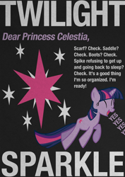 Size: 2480x3508 | Tagged: safe, artist:skeptic-mousey, character:twilight sparkle, female, poster, quote, solo, typography, yes yes yes