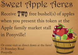 Size: 2480x1748 | Tagged: safe, artist:skeptic-mousey, apple, coupon, food, poster, sweet apple acres