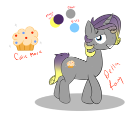 Size: 3600x3300 | Tagged: safe, artist:deltafairy, oc, oc only, parent:derpy hooves, parent:rarity, species:pony, species:unicorn, adoptable, crack shipping, magical lesbian spawn, male, offspring, reference sheet, solo, stallion